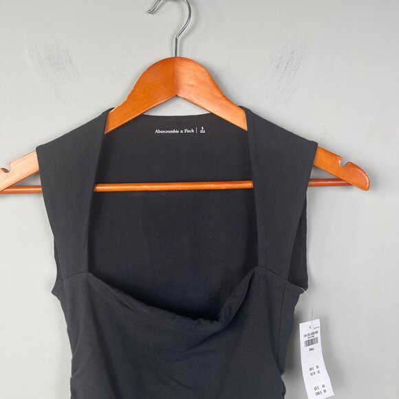 Abercrombie and Fitch NWT Black Bodysuit Square Neck Snap Crotch Women's Sz. S - Picture 3 of 5